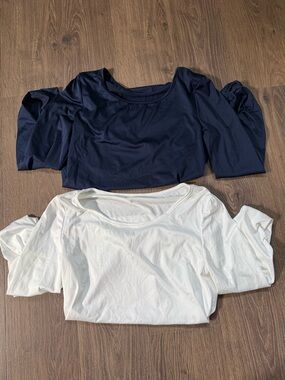 SHEIN Navy and White Long Sleeve Tees